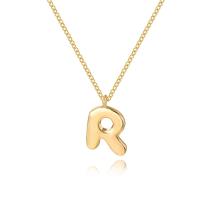 Poliertes 3D-Gold-Buchstaben-R-Anhänger an einer feinen Kette mit Glanz-Effekt