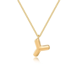 Poliertes 18K Gold 3D Puffy Bubble Buchstabe Y Anhänger Halskette mit feiner Kette