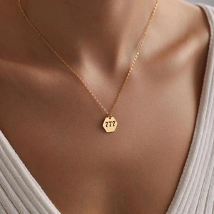 Gothic Angel Number 111-999 Pendant Necklace Hexagon Copper Gold Plated Choker Necklace For Women Minimalist Jewelry