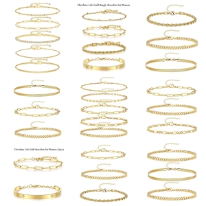 Mode Koper Goud Zilver Vergulde Armband Armreif Set Voor Vrouwen Gedraaid Onregelmatig Punk Gelaagde Ketting Sieraden Cadeau Voor Dagelijks Feest