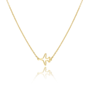 Minimalist gold-plated hollow airplane pendant necklace with delicate link chain