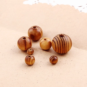 Natural Striped Pine Wood Round Loose Beads For Handmade Jewelry Making DIY Home Decor Vintage Crafting Wood Bead Accessory