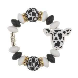 Pulsera de silicona con cuentas de vaca y murciélago, cuadros y motivos de girasol