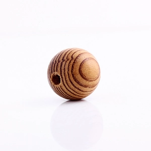 Natural brown pine wood bead with distinct grain and center hole for DIY jewelry making