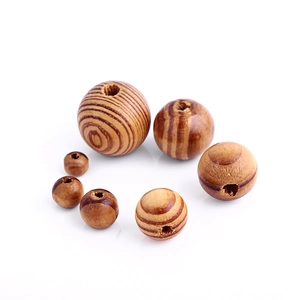 Natural striped pine wood beads in various sizes for DIY handmade curtain accessories