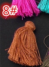 Macro shot of 8# decorative silk tassels for DIY crafts and clothing accessories