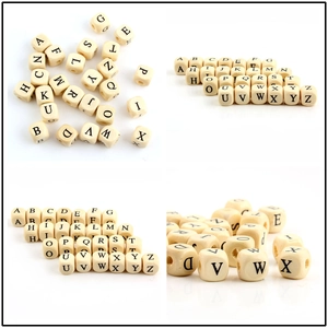 50 pieces of 10mm wooden square alphabet beads with A-Z letters for DIY jewelry crafts