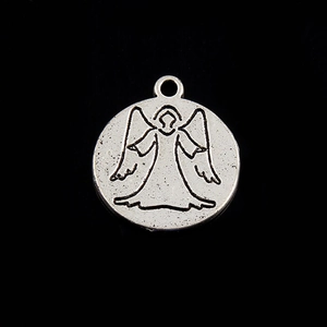 Vintage runder Engel Anhänger aus Silberlegierung für DIY Halsketten und Armbänder