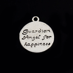 Runder silberner Guardian Angel for happiness Anhänger für DIY Halsketten und Schmuck