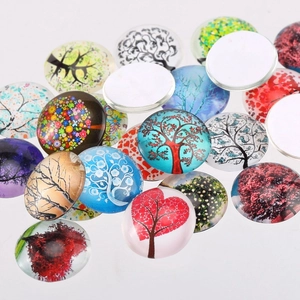 Handmade Tree of Life glass cabochons for DIY jewelry making in various artistic patterns