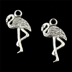 Paire de breloques flamant rose en alliage argenté antique pour la création de bijoux DIY