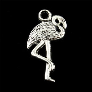 Pendentif grue en alliage argenté avec texture antique pour création de bijoux DIY