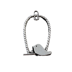 Vintage silver alloy peace bird pendant necklace accessory with a rope texture arch frame