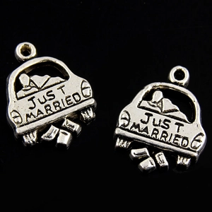 Vintage Legierung Antiksilber Just Married Auto Anhänger Hochzeit Thema Charms Für DIY Schmuckherstellung Zubehör