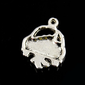 Silberner mattierter Tieranhänger für DIY-Schmuck auf reflektierendem schwarzem Hintergrund