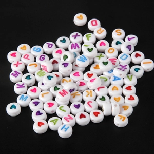 Acryl Alphabet Buchstabperlen Herzmuster Flach Rund Zwischenperlen Für DIY Schmuckherstellung Armband Halskette Pädagogisch