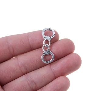 Miniature vintage silver handcuff charms made of alloy for creative DIY jewelry making