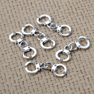 Five pairs of antique silver handcuff alloy charms for DIY jewelry and necklace making