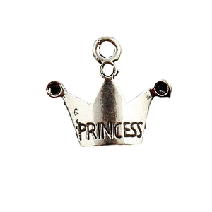 Fashion alloy crown pendant with Princess engraving for DIY necklaces and bracelets