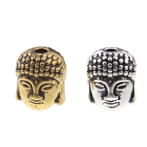 Perles d'espacement tête de bouddha en alliage pour bijoux DIY en or et argent antique