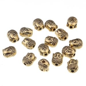 Détail de perles intercalaires tête de Bouddha en alliage doré vieilli pour bijoux DIY