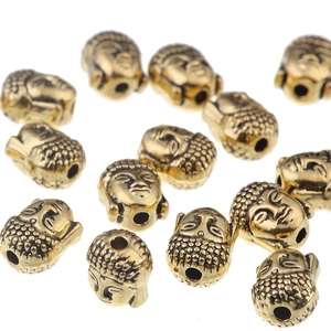 Perles intercalaires tête de Bouddha en alliage doré antique pour bijoux DIY