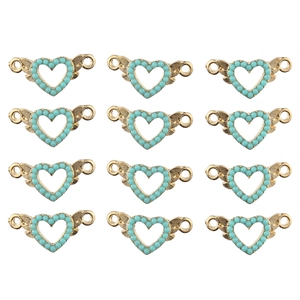 Connecteurs de Pendentif Cœur avec Ailes en Alliage Or Style Turquoise Accessoires Perlés pour la Fabrication de Bijoux DIY Collier Bracelet Femme