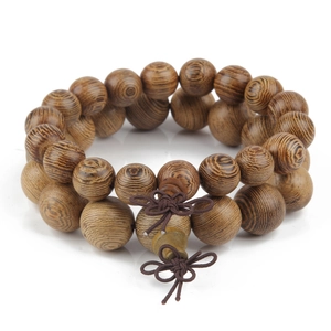 Natural Wenge Wood Beaded Bracelet With Hand Woven Knot Religious Prayer Mala Beads Unisex Ethnic Jewelry For Meditation