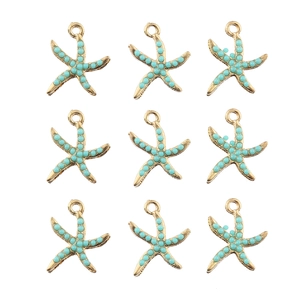 Set mit 9 Seestern-Anhängern aus Türkis und Gold für DIY-Schmuck und Bastelarbeiten