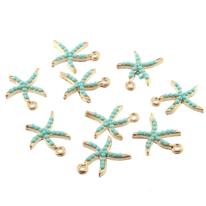 Pendentifs étoile de mer avec perles turquoise et plaqué or pour bijoux DIY