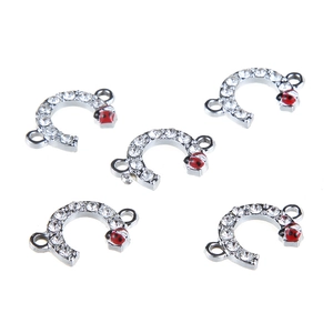 Shiny Alloy Rhinestone Ladybug Beetle Horseshoe Jewelry Connector For DIY Bracelet Necklace Crafting Enamel Charm Findings