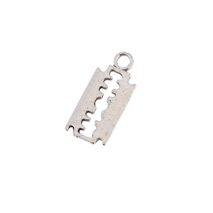Vintage Silber Rasierklingen-Anhänger aus Legierung mit Ring für Halsketten