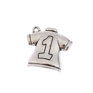 Vintage Silber Trikot Anhänger mit Nummer eins für Halskette und Armband DIY Schmuck