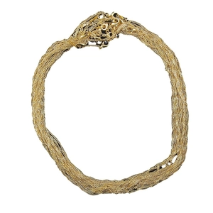 Elegant gold-plated water wave multi-strand clavicle chain necklace with lobster clasp