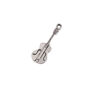 Retro silver alloy guitar pendant with a top hanging ring for DIY necklace and bracelet