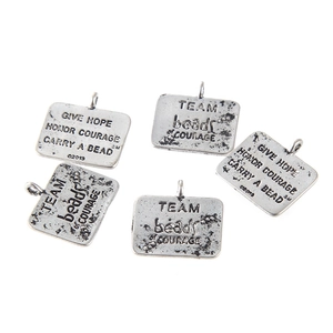 Colgante Vintage de Aleación Con Letras Grabadas TEAM Beads Of Courage Rectangular Plata Antigua Accesorio para Joyería DIY