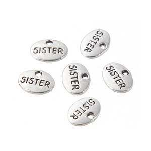 Ciondolo in Lega a Piastra Ovale Inciso SISTER Vintage DIY Gioielli in Metallo Charm per Collana Bracciale Accessori Regalo