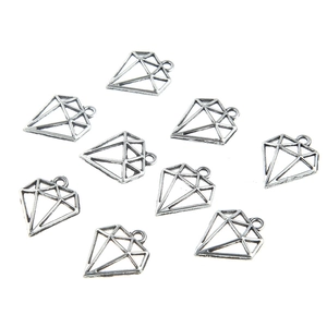 Neuf pendentifs vintage en alliage de zinc en forme de losange creux pour bijoux DIY