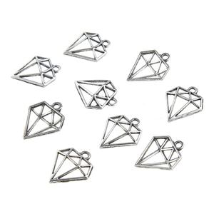 Pendentifs en Alliage Argent Antique Losange Forme de Diamant Ajouré Pour Collier Bracelet DIY Accessoires de Bijoux Pendentif Uniquement