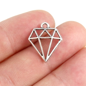 Pendentif losange en alliage argenté antique pour la création de colliers et bracelets DIY