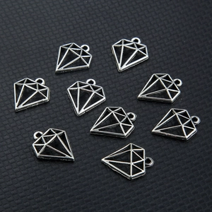 Lot de 10 breloques losanges évidés en alliage de zinc argent antique pour bijoux DIY