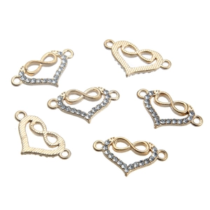 Détails de connecteurs cœur infini dorés avec strass pour création de bijoux DIY