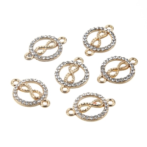 Set de 6 conectores infinitos dorados con cristales para creación de joyas DIY