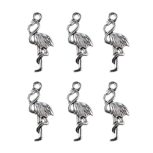 Vintage Silver Alloy Flamingo Pendants For DIY Jewelry Making Retro Animal Charms For Necklaces Bracelets Accessory Decorations