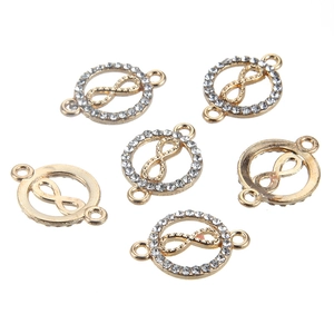 Colgante infinito dorado con diamantes de imitación para hacer collares y pulseras DIY