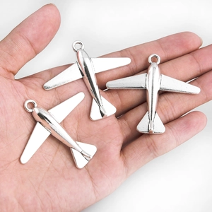 Pendentifs d'avion vintage en argent antique en alliage de zinc pour bijoux DIY