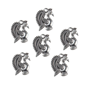 Antique Silver Alloy Peacock Charms For DIY Jewelry Making Vintage Animal Pendant Findings For Necklaces Bracelets
