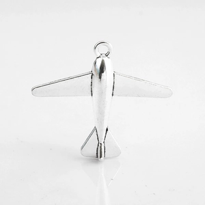 Pendentif avion en argent antique en alliage de zinc pour bijoux DIY et artisanat