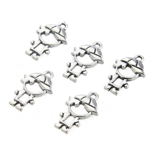 Set of five vintage silver zinc alloy boy charms for DIY jewelry making and crafts