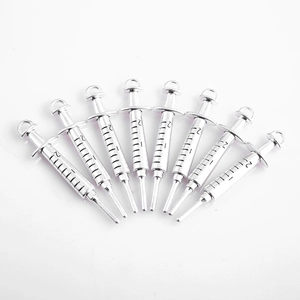 Antique Silver Alloy Syringe Pendants Creative Medical Theme Charm For DIY Necklace Jewelry Making Decorative Pendant With Scale Markings